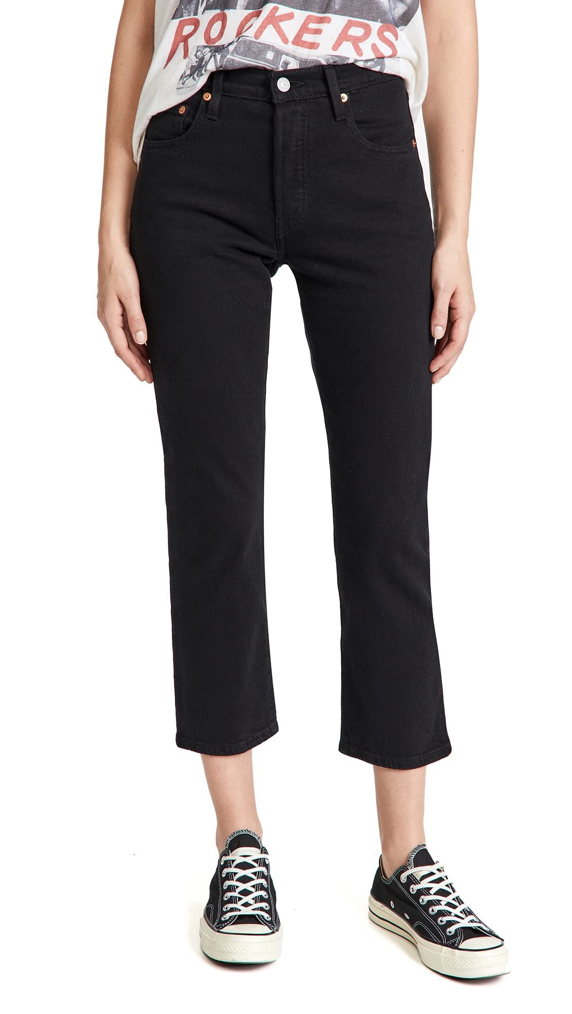 Photo 1 of Levi's Women's Premium 501 Crop Jeans, Black Sprout, 25