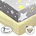 Jersey Cotton Fitted Crib Sheets, 2 Pack-100% Organic & Shrink-Resistant, Soft and Protective.Unisex Chevron & Stars-Grey & Yellow Design,Standard Crib Mattress- No Rips or Holes with Use,Guaranteed!