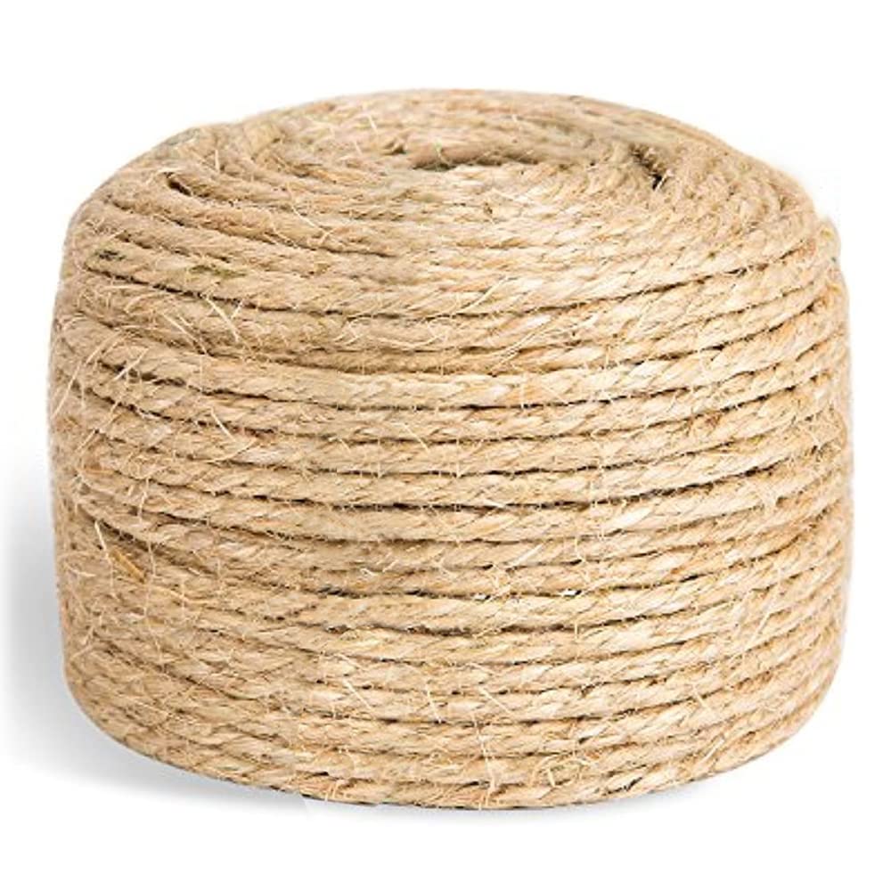 SGAVAHSG Sisal Rope for Cat Scratcher Cat Tree Repairing 66 FT, 6mm (1/4 inch) Diameter Natural Sisal Rope for Scratching Post Tower Replacement or Recovering, DIY Cat Scratcher