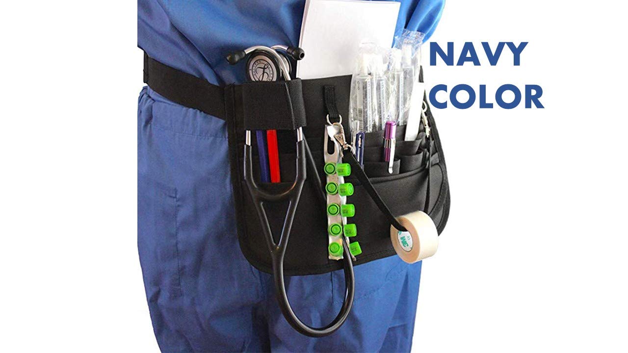 Professional Medical Organizer Belt Waist Fanny Pack for Nurse Blue Color