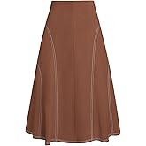 Kate Kasin Women's Suede Midi Skirt 2025 Fall Winter High Waist A Line Skirt