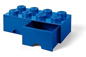 Room Copenhagen LEGO Brick Drawer, 8 Knobs, 2 Drawers, Stackable Storage Box, Bright Blue (40061731)