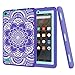 Hocase Fire 7 Case - Hybrid Rugged Shock Proof Protective Cover Case For Amazon Fire 7 Inch Tablet (5th Generation - 2015 release Only) - Purple Flower / Mint Green