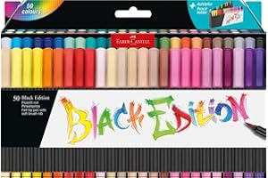 Faber-Castell Black Edition Soft Brush Pens | 50 Felt Tip Markers with Flexible Brush Nibs for Adult Coloring, Lettering, Dra