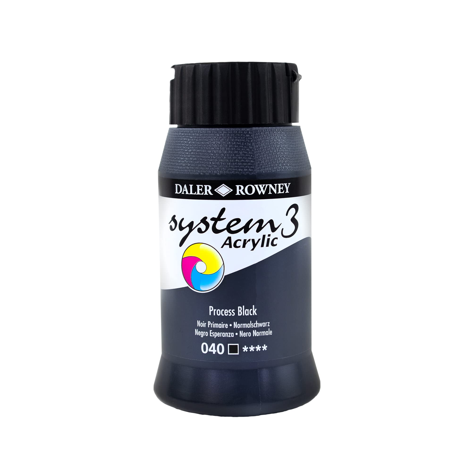 Daler-Rowney System3 Acrylic Paint, Plastic Pot, 16.91oz - 500 ml, Process Black