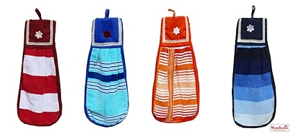 Mandhania Cotton Washbasin Napkin (Multicolour) - 4 Pcs