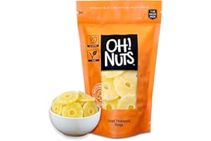 Oh! Nuts Dried Pineapple - 1 lb - Dried Fruit Rings - Organic Sweet - Dehydrated Fruit Bites - Packed in New York Zip-Seal Bag for Exceptional Freshness