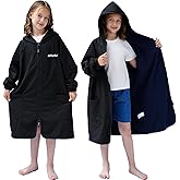 Hiturbo Kids Swim Parka: Diamond Quilted Waterproof Swimming Jacket - Hooded Swimmer Coat with Quick-dry Towel for Boys Girls