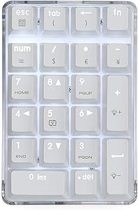 Mechanical Numeric Keypad GATERON Brown Switch Wired Gaming Keypad Crystal Case White Backlit 21 Keys Mini Numpad Portable Keypad Extended Layout White Magicforce by Qisan