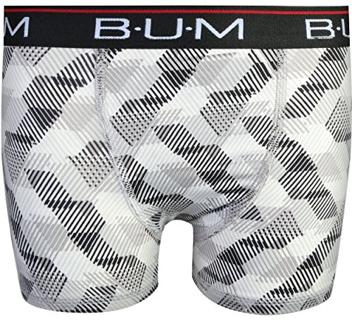 B.U.M. Equipment Boys\' Performance Active Compression Underwear Boxer Briefs (6 Pack) (Silver Stripes/Black/Red, Medium/8-10)'