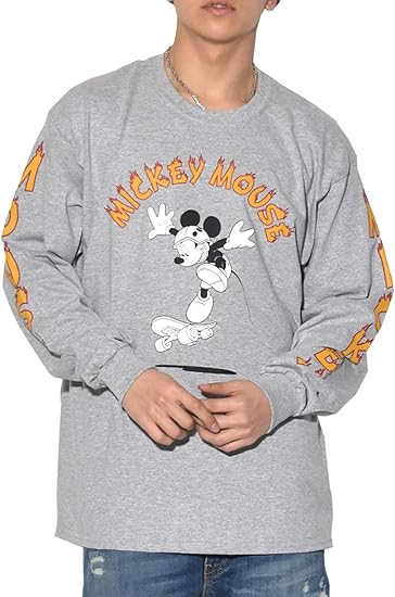 Amazon スーペリア Superior 長袖 Tシャツ メンズ グレー M ディズニー ミッキー 大きいサイズ ストリート Tシャツ カットソー 通販