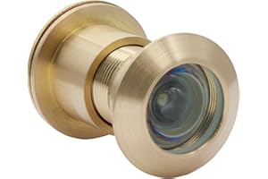 Guangstar Safety Security One Way Front Door Viewer with 220 Degree Angle, Heavy Duty Peephole made by Brass with Privacy Cover, Gold, Pack of 1