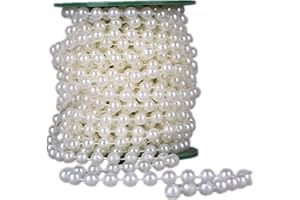Ltvystore 33Feet/10Meter Length Roll Beige Pearl String Party Garland Wedding Centerpieces Bridal Bouquet Crafts Christmas Tree Decoration,Beads Size 8MM