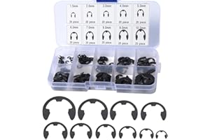 Saipe 200pcs E-Clip Assortment Kit E-Clip External Retaining Ring Assortment Set 10 Sizes Circlip Snap Retainer Rings Opening Snap Ring Circlip Set with Box (1.5-10mm)