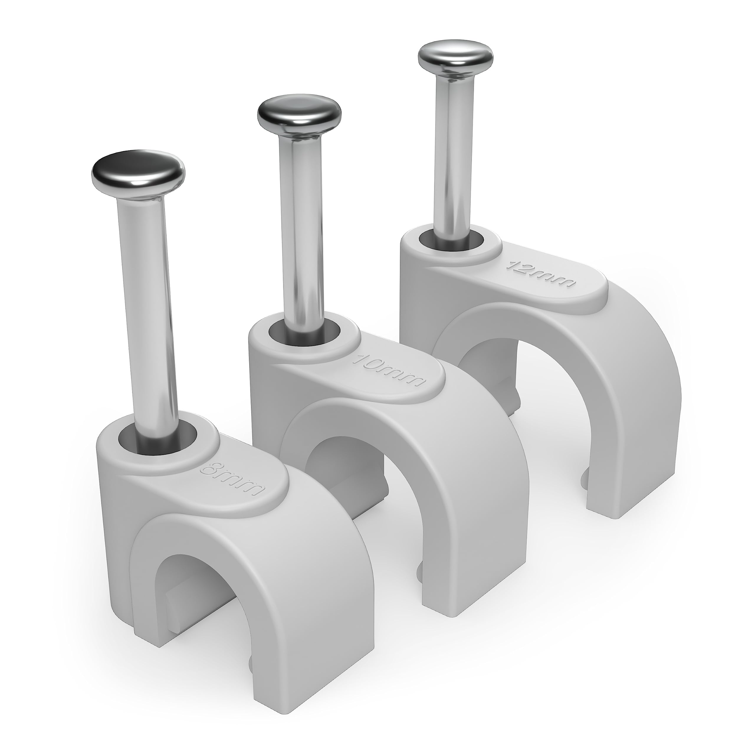 4mm Round White Cable Clips, Pack of 100 - for Effective Cable Management - Cable Tacks for Electrical/Ethernet Wall Cables, Nail Clips for Telephone TV Wire Clips, Cable Tidy