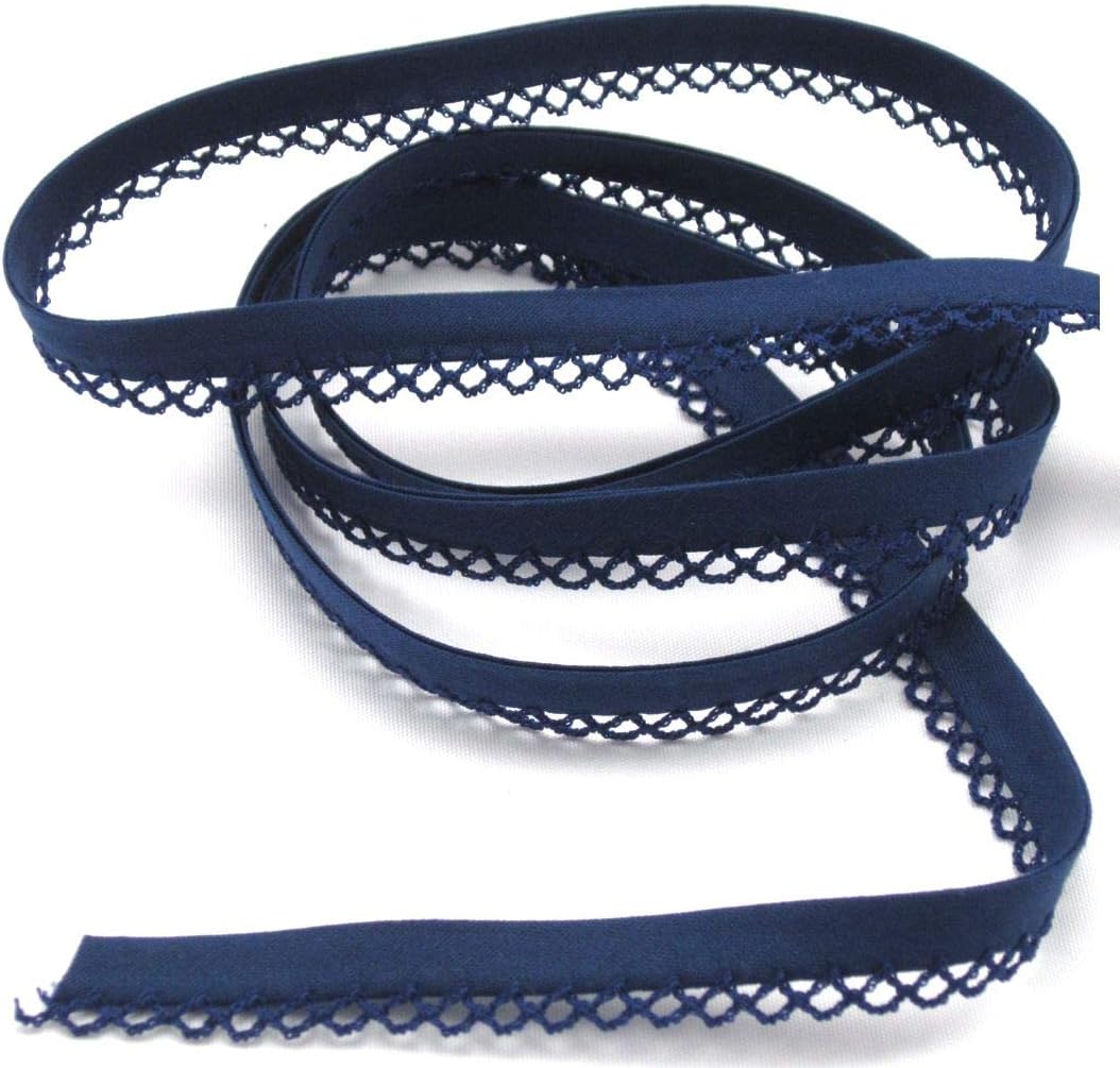 Navy Blue Lace Edged Double Fold Bias on a 3m length (N.B. this is a cut from a roll)
