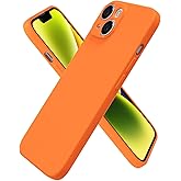 oakxco for iPhone 14 Case Silicone, Ultra Slim Thin Phone Case for Women Girls, Plain Solid Color Minimalist Aesthetic Cute Girly Design, Soft Rubber Gel TPU with Camera Cover Protection, Neon Orange