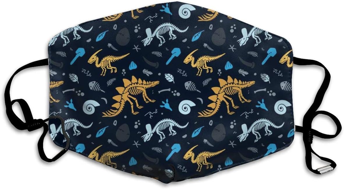 Unisex Anti-Dust Mouth Mask Dinosaur Skeleton Reusable Face Mask for Kids Teens Men Women