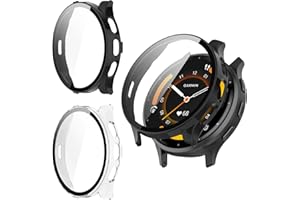 Kimiyaki 2 Pack for Garmin Venu 3 45mm Screen Protector Case [Full Coverage], Hard PC Bumper All-Around Protective Accessories for Garmin Venu 3 Built-in Tempered Glass Film