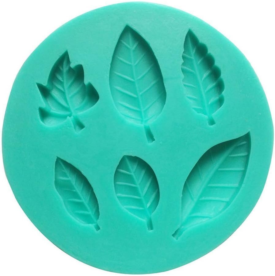 TaoNaisi Fondant Cake Mould Leaf Shape Silicone Chocolate Cake Jelly Sweets Soap Tool DIY Craft Decoration, Multi-Coloured, 10x9x0.3cm