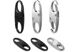 COOBIGO 6Pcs Double Opening Lock Zipper Pull Replacement Clips, Small Carabiner Clips, Zipper Locks Anti Theft Deterrent for Bag Luggage Pickpocket Backpack Purse Travel Suitcase (Silver and Black)