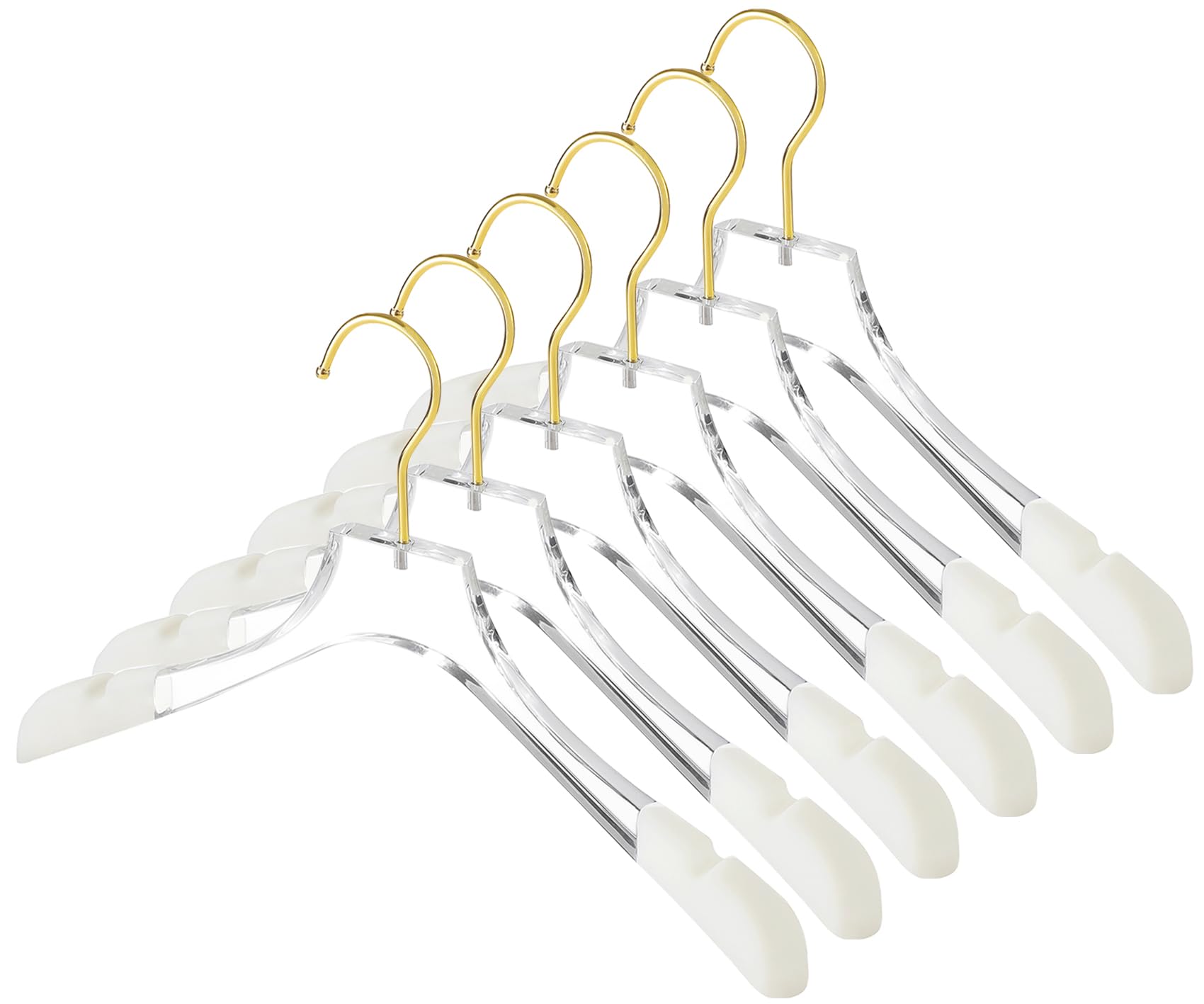 Besser Luxury Acrylic Hangers 38 cm,6 Pack Gold Acrylic Hanger for Coat Suit,Premium Crystal Non-Slip Hangers with Gold Hook