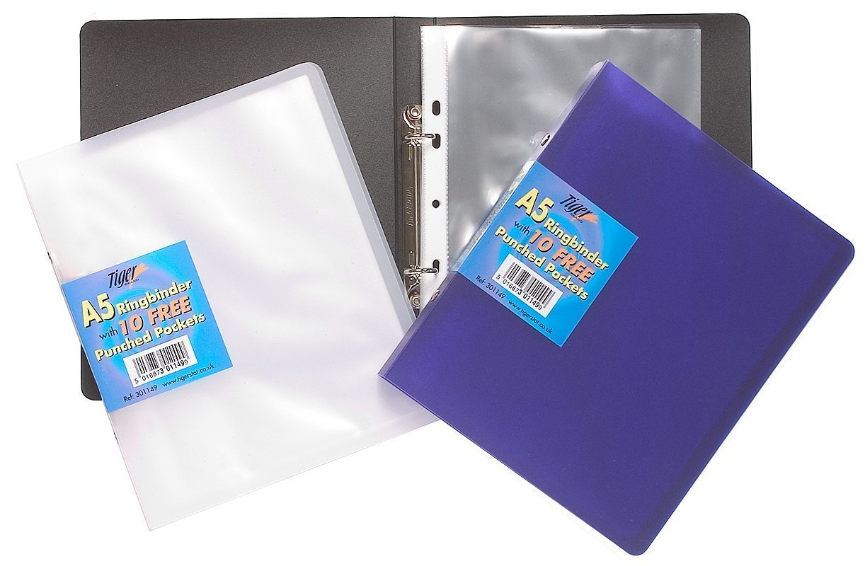 Tiger A5 slim ring binder + 10 punched pockets (single)