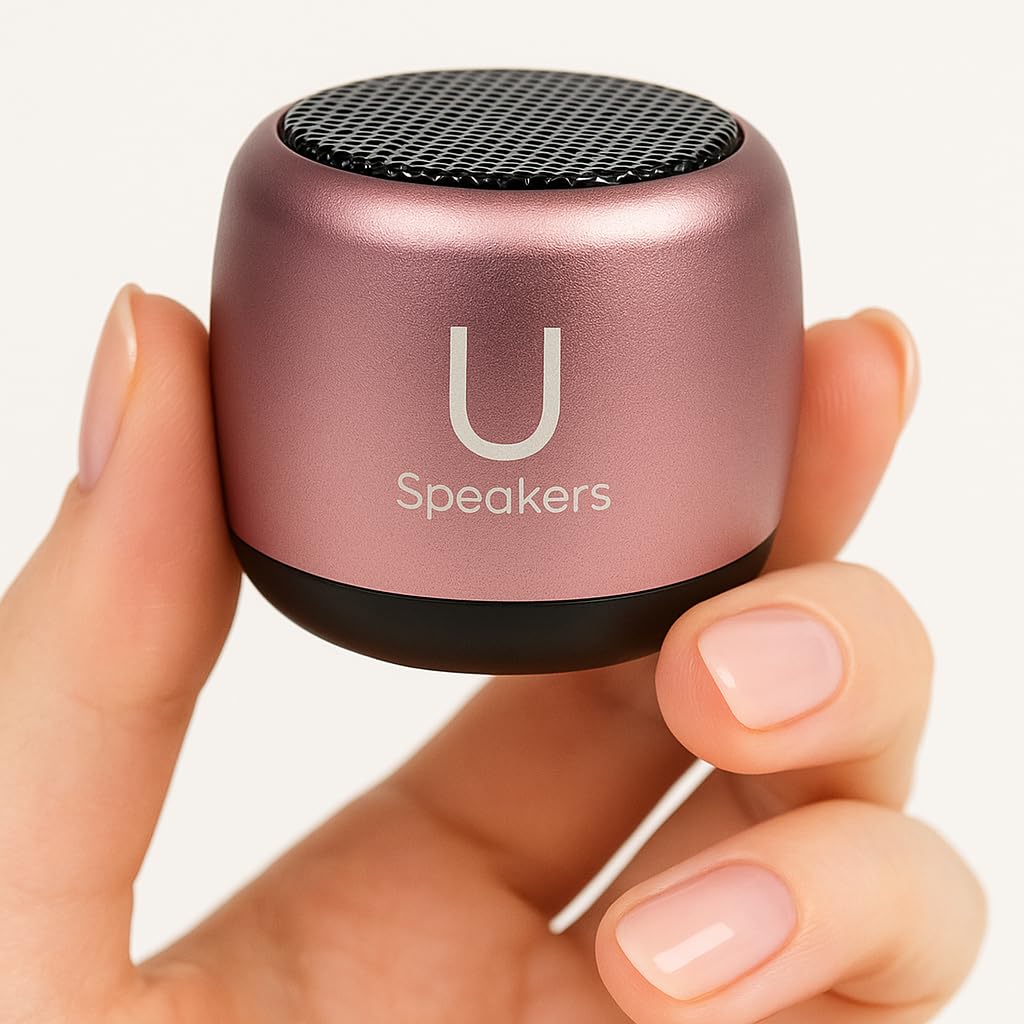 Photo 1 of Fashionit U Micro Bluetooth Speaker | Coin-Sized Speakers Bluetooth Wireless with Built-in Mic & Remote Shutter | Portable Rich Sound for Travel, Shower, Beach | Pink