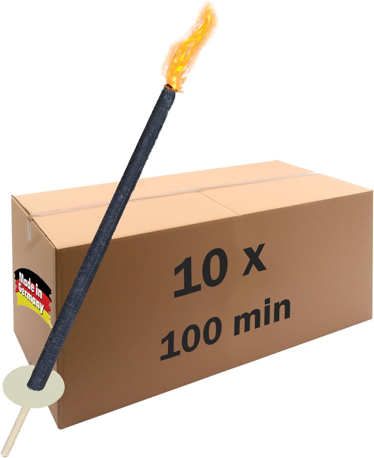 Krause & Sohn Fackel Hochwertige 100 Min. Brennzeit (10 Stück) - Top Qualitätsfackel - Made in Germany - Wachsfackel