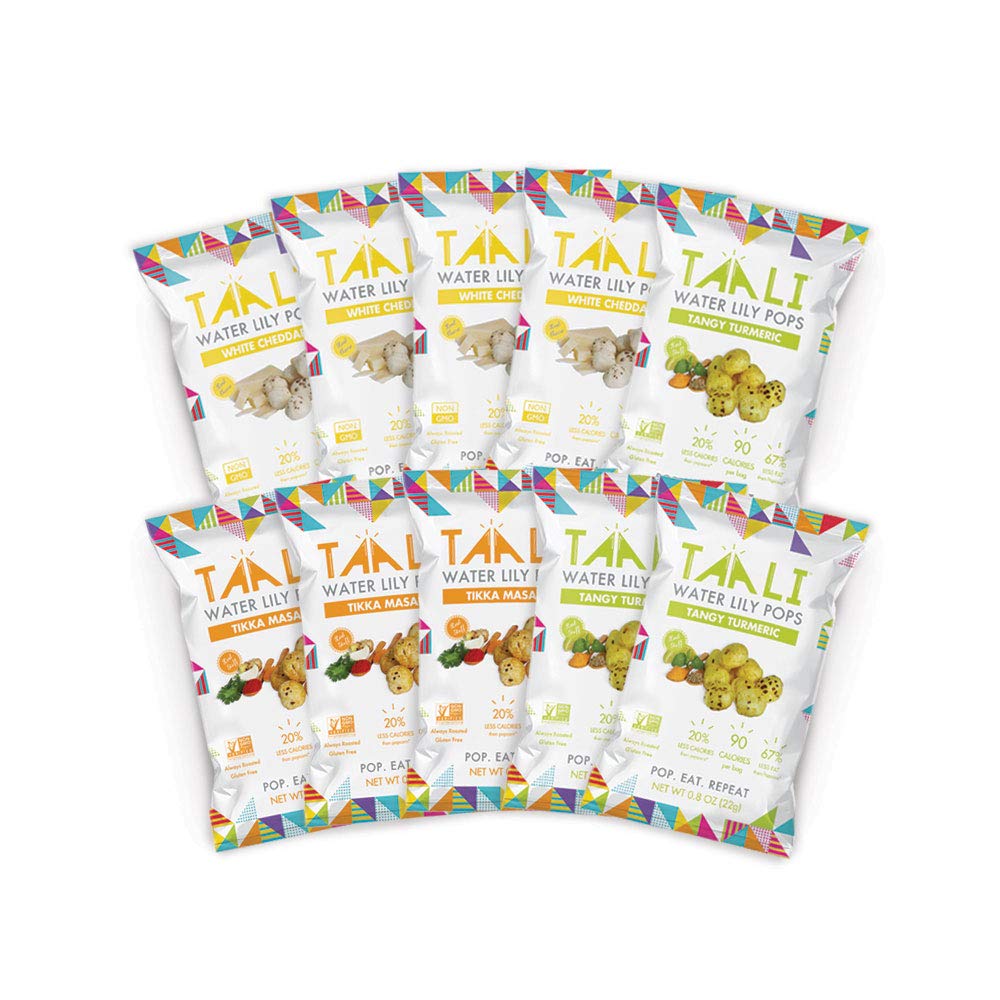 Taali Variety Pack Water Lily Pops (10-Pack) - Three Delicious Flavors | Protein-Rich Roasted Snack | Non GMO Verified - Individual 0.8 oz Bags