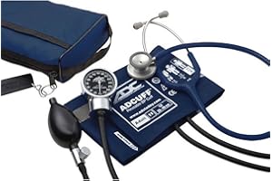 ADC Pro's Combo III Professional Adult Pocket Aneroid/Clinician Scope Set with Prosphyg 778 Blood Pressure Sphygmomanometer, Adscope 603 Stethoscope, and Matching Nylon Carrying Case, Navy