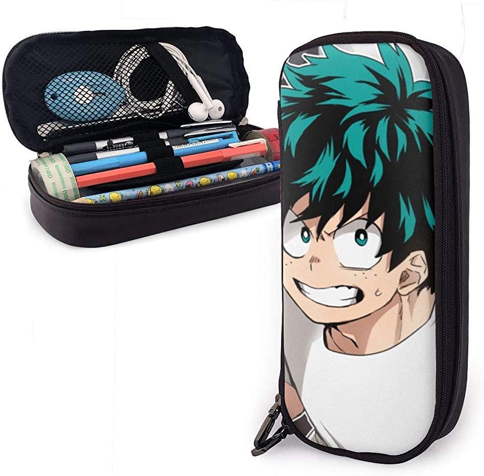 Bakugou My Hero Academia Izuku Midoriya PU Leather Pencil Case with Zipper, Pouch Stationary Bag Student Office