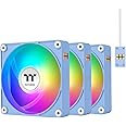 Thermaltake CT120 EX ARGB Reverse PC Cooling Fan HydrangeaBlue 3-Fan Pack, Magnetic Connection, 5V Motherboard Sync, 16.8 Million Colors 9 Addressable LEDs,120 mm Case/Radiator Fan,CL-F198-PL12BU-A