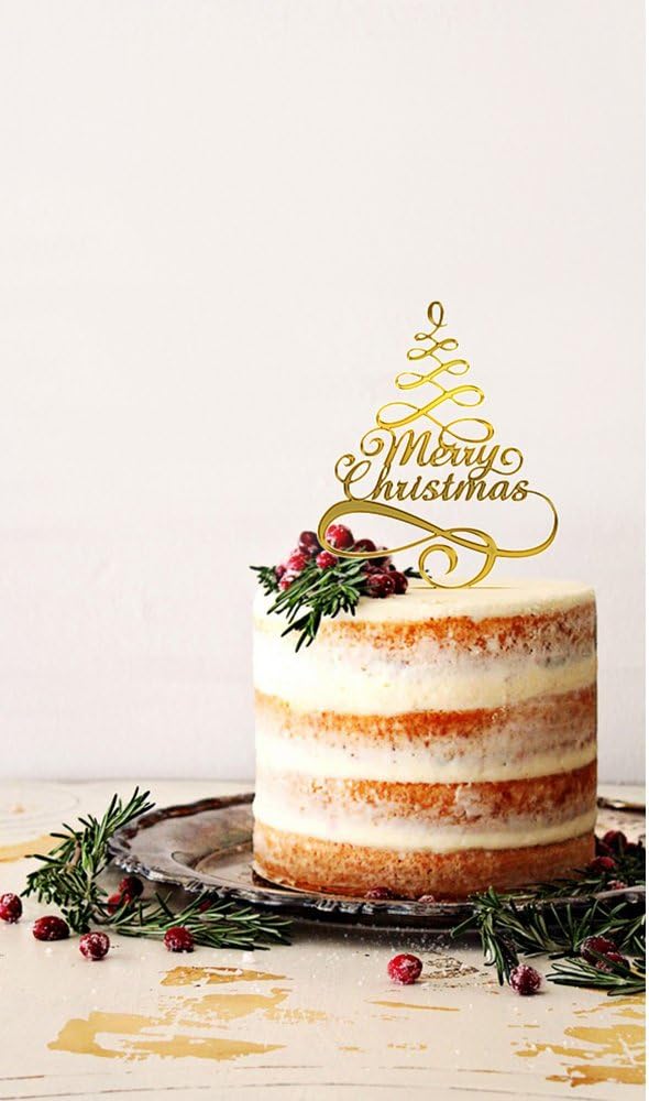 Amazon Com Usa Sales Merry Christmas Cake Topper Selection Color Shiny Red Or Mirror Gold Christmas Cake Decorations Christmas Party Decorations Seller Mirror Gold Home Kitchen
