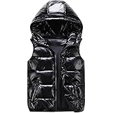 UEAUY Men's Outdoor Winter Vest Warm Stand Collar Puffer Sleeveless Jacket Outerwear Padded Hooded Down Vest