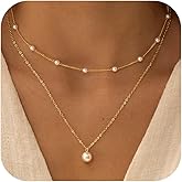 Pearl Necklaces for Women Dainty 14K Gold/Silver Plated Layered Simple Pearl Choker Necklaces Cute Single White Pearl Necklace Teen Gift Trendy Stuff Bridesmaid Gifts Wedding Jewelry