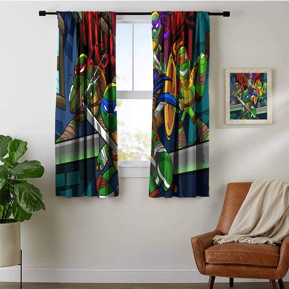 ZhiHdecor Kid's Customized Curtains Teenage Mutant Ninja Turtles Indo Treatments for Short Indo