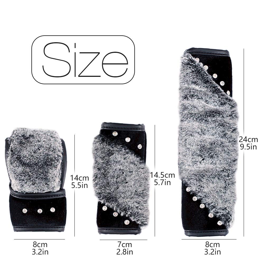 QIMEI】Universal Car Steering Wheel Cover Fluffy Size 38cm / 15 Winter