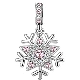 KunBead Christmas Snowflake Sparkly Star Dangle Birthday Charms Compatible with Pandora Charm Bracelet for Women
