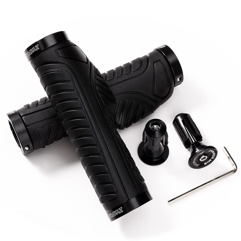 Bike Handlebar Grips, Non-slip Ergonomic Design Bicycle Grips, Aluminum Double Lock-on Mountain Bike Grips with Multi Colors for MTB BMX Scooter Downhill Foldable Urban Bikes