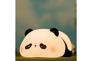 IMMORROSA Cute Panda Night Light, Animal Lamp, Food Grade Silicone, Rechargeable, 3 Level Dimmable, Squishy Nursery Nightlight for Desk Decor, Funny Gifts Stuff for Boys Girls Baby, White Elephant Gifts