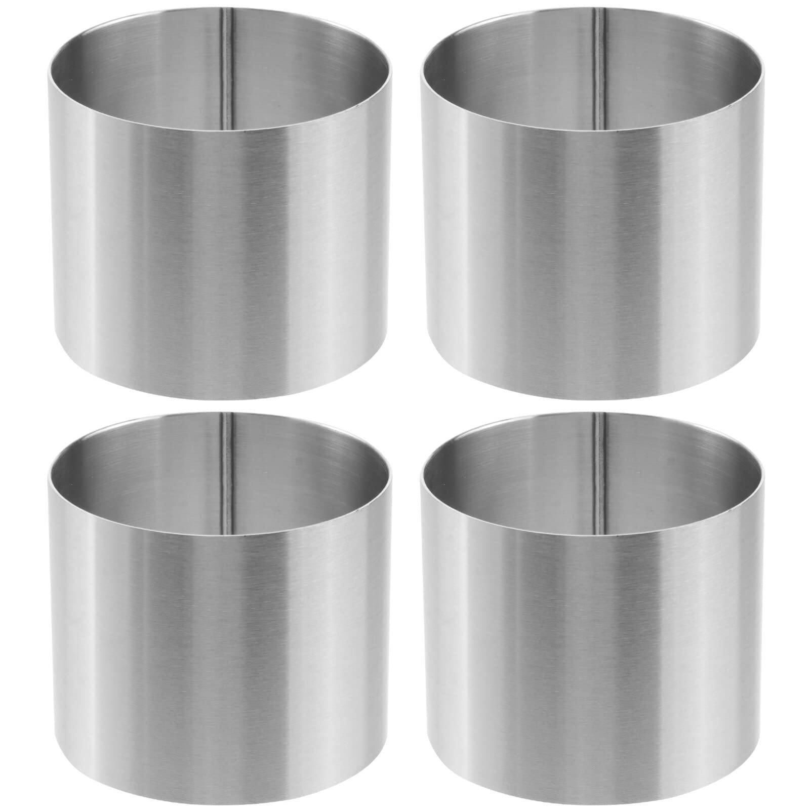 YARNOW 4 Pcs Mini Mousse Rings, Stainless Steel 6cm Round Cake Moulds for Small Cheesecakes, Pancakes & Desserts, Baking & Professional Plating Rings