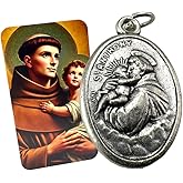 Westmon Works St Anthony Medal Set Italian Metal Medallion with USA Made Saint Prayer Holy Card