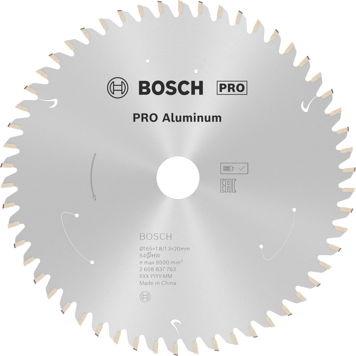 Bosch 1x PRO Aluminium Circular Saw Blade for Cordless Hand-Held Saws (for Aluminium, Non-ferrous metals, Ø mm, Professional Accessory Hand-Held Circular Saw)