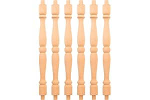 TCHOSUZ 6 Pack 13 Inch Unfinished Wooden Baluster Spindles, European Decorative Unpainted Wood Newel Post Handrail for DIY Staircase Furniture Woodworking Crafts Home Improvement