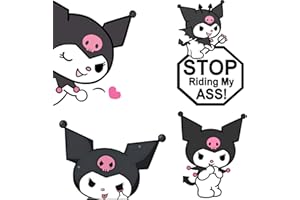 RAWAN FRESH Car Stickers - 4 Pack Anime Cute Kuromi Vinyl Sticker, Peeking car Decals, Funny Stickers - Waterproof Bumper Stickers for Cars, Truck, Motorcycle, Wall, Window and Laptop.