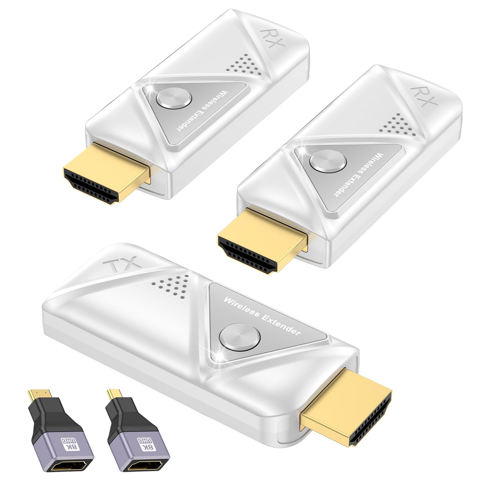 Photo 1 of Wireless HDMI Transmitter and 2 Receivers, Dual Display HDMI Wireless Extender Kit Sync to 2 Screens, 5G/328FT/1080P Plug & Play for Simultaneous Audio/Video on TVs/Projectors/Monitors