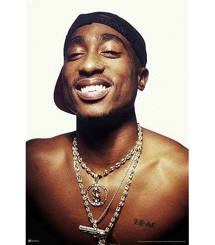Amazon.com: Tupac 2Pac Poster - Smiling Gold Chain Photo, 90s Hip