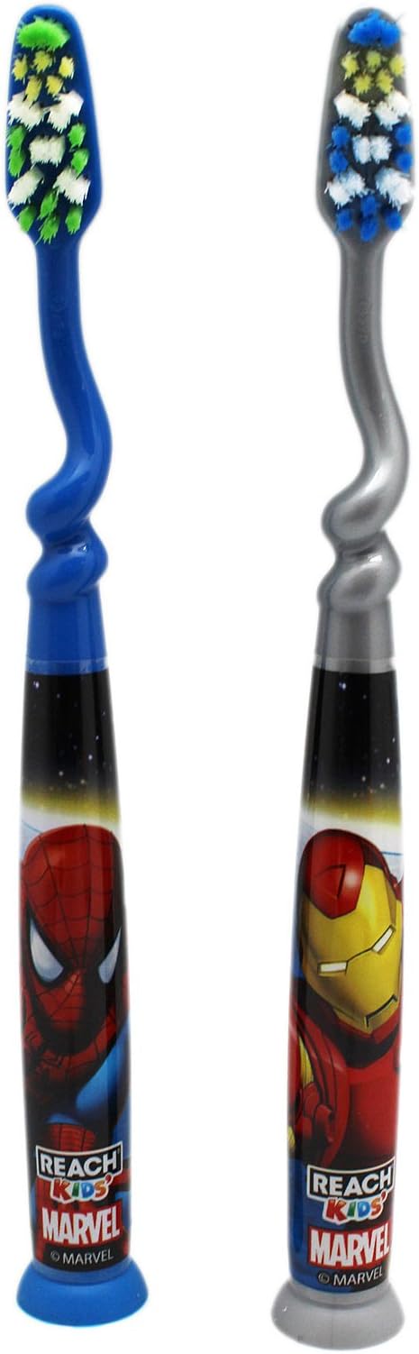 Marvel's Iron Man and Spider-Man Kids Toothbrushes w/Bottom Suction Cup (2pc)