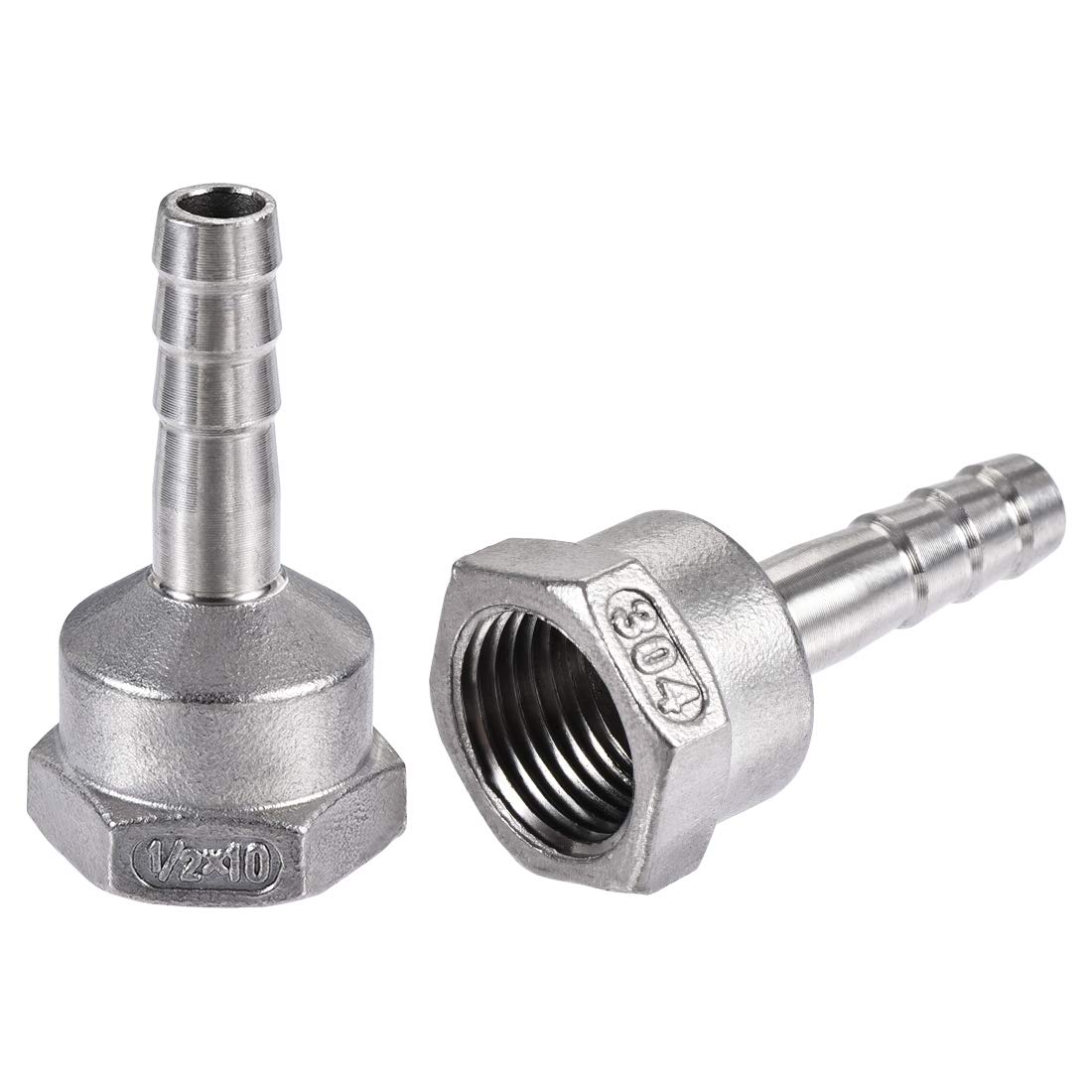 sourcing map 304 Stainless Steel Hose Barb Fitting Coupler, 10mm Barb x G1/2 Female Thread Pipe Adapter